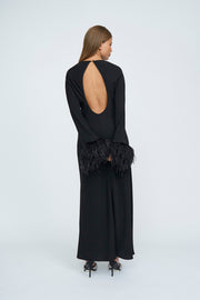 Miranda Feather Cuff Full Length Dress | Final Sale - Black