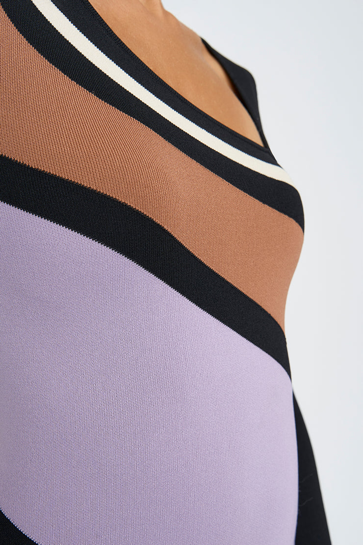 Monte Stripe Midi Dress | Final Sale - Black Lilac Coffee
