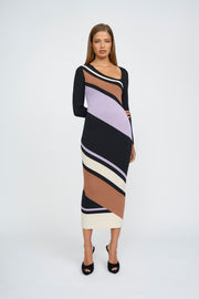 Monte Stripe Midi Dress | Final Sale - Black Lilac Coffee