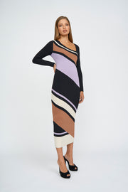 Monte Stripe Midi Dress | Final Sale - Black Lilac Coffee