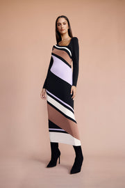 Monte Stripe Midi Dress | Final Sale - Black Lilac Coffee