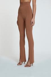 Window Knit Split Pant | Final Sale - Brown
