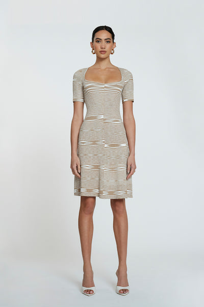 Panelled Rib Knit Mini Dress | Final Sale - Sand