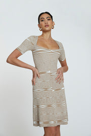 Panelled Rib Knit Mini Dress | Final Sale - Sand