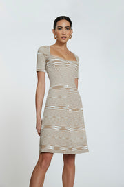 Panelled Rib Knit Mini Dress | Final Sale - Sand