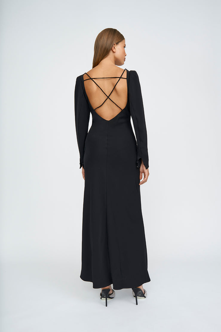 Olivia Strap Back Full Length Dress | Final Sale - Black