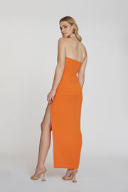 The Lotus Strapless Dress | Final Sale - Orange
