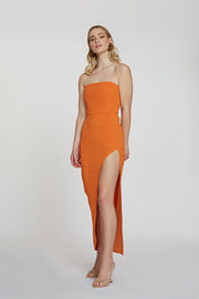 The Lotus Strapless Dress | Final Sale - Orange