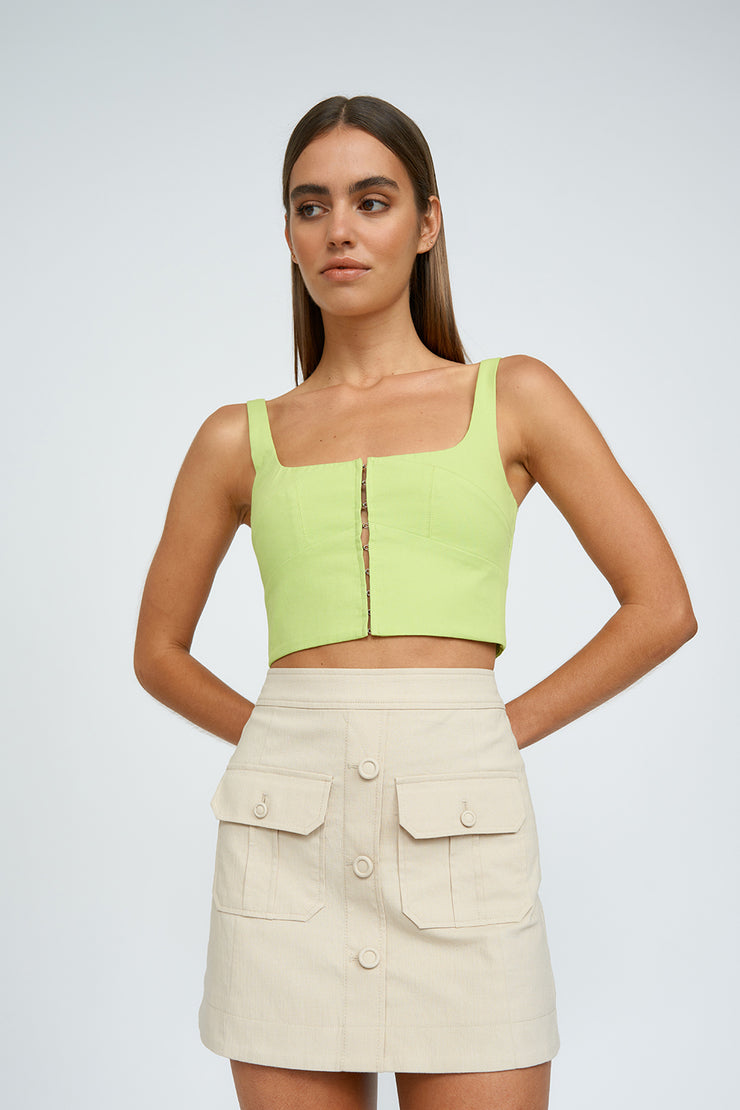 Panelled Bustier Top | Final Sale  - Lime