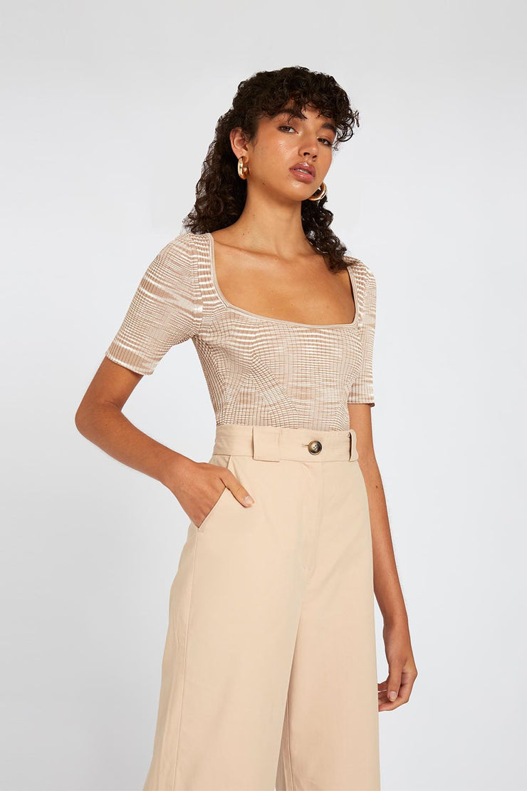 Panelled Rib Knit Top | Final Sale - Sand