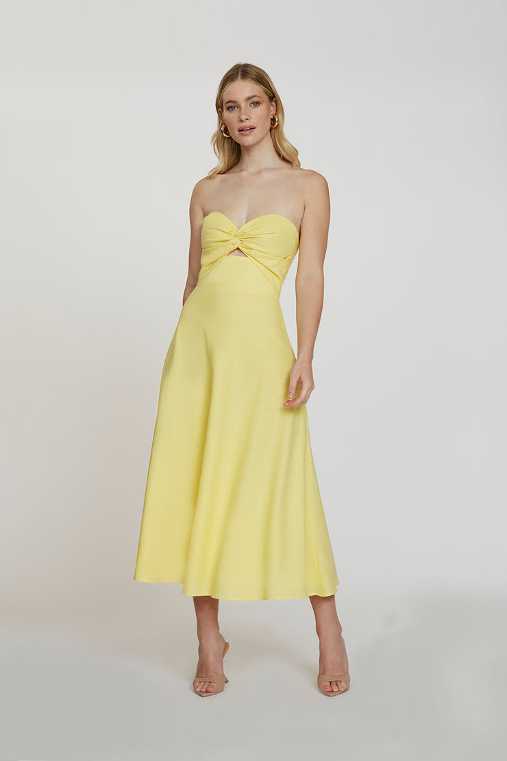 Penelope Strapless Midi Dress | Final Sale - Lemon