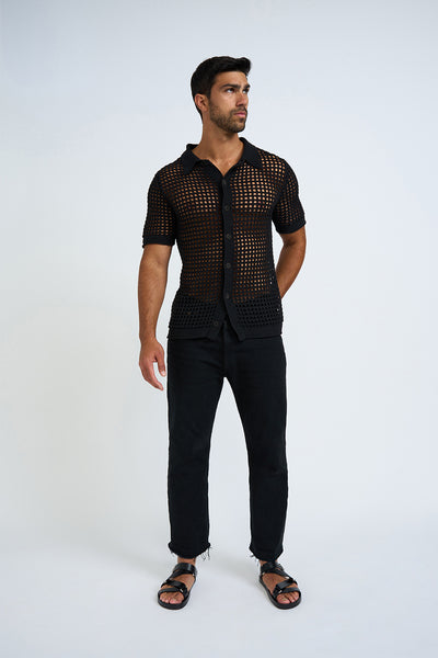 Picot Knit Shirt | Final Sale  - Black