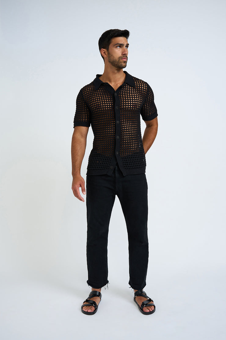Picot Knit Shirt | Final Sale - Black – BY JOHNNY.
