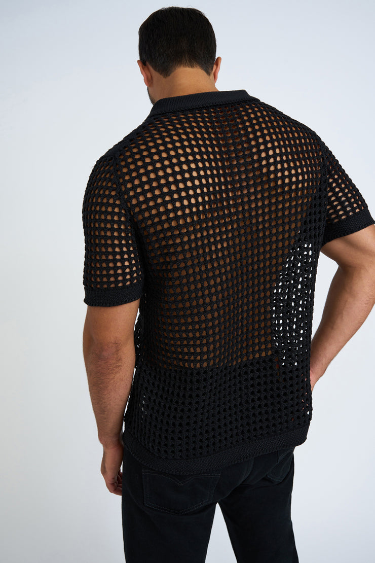 Picot Knit Shirt | Final Sale  - Black