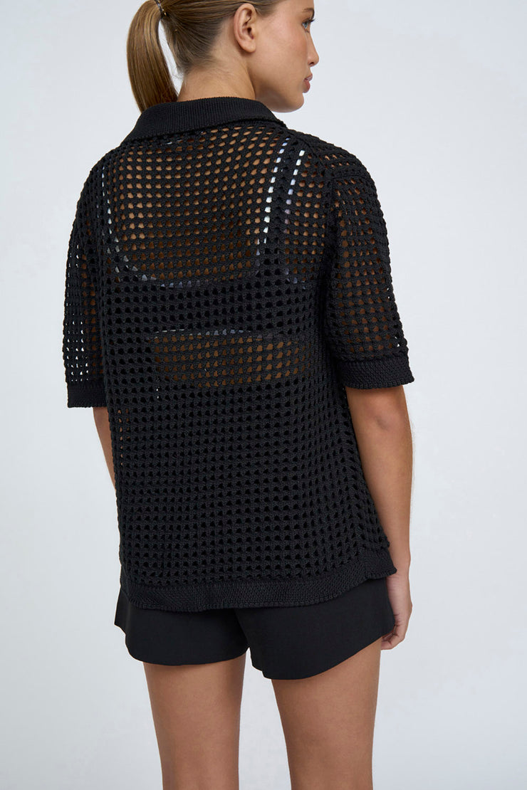 Picot Knit Shirt | Final Sale  - Black