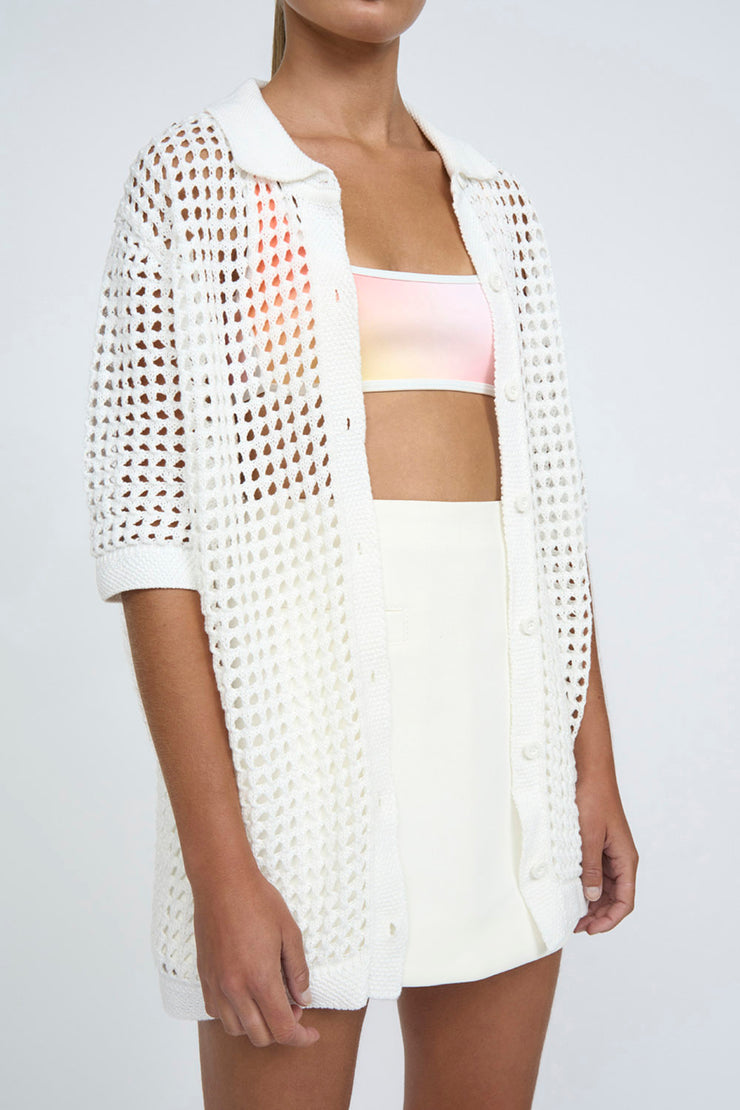 Picot Knit Shirt | Final Sale  - Ivory