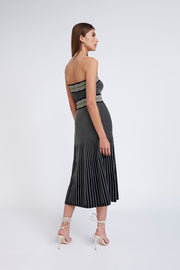 Pipe Stripe Strapless Knit Dress | Final Sale - Black Multi