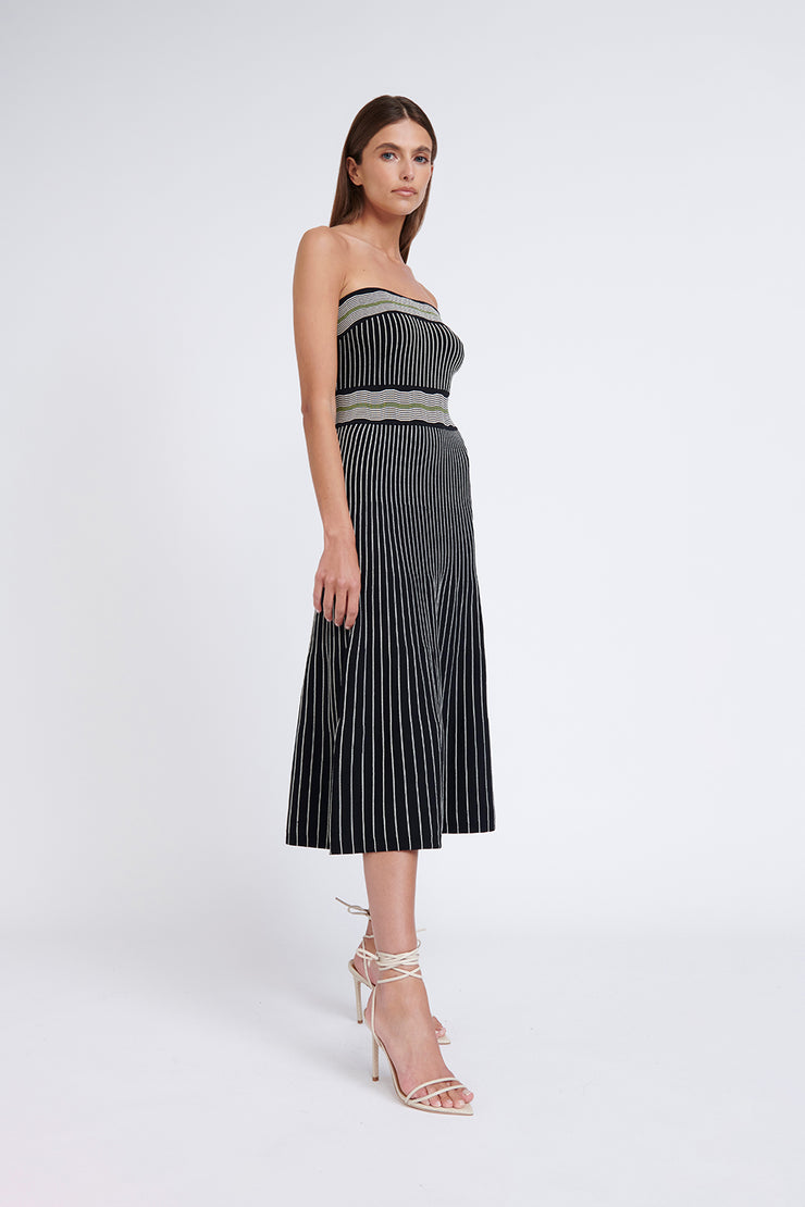 Pipe Stripe Strapless Knit Dress | Final Sale - Black Multi