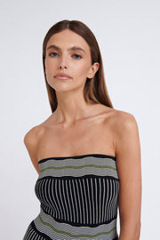 Pipe Stripe Strapless Knit Dress | Final Sale - Black Multi
