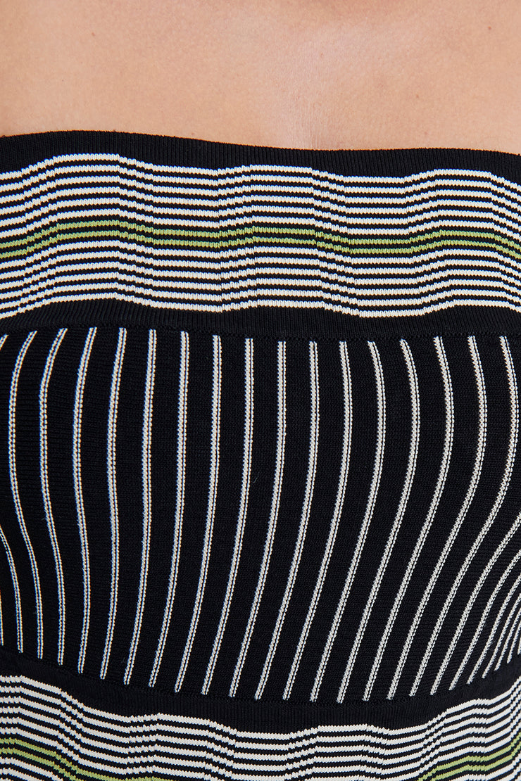 Pipe Stripe Strapless Knit Dress | Final Sale - Black Multi