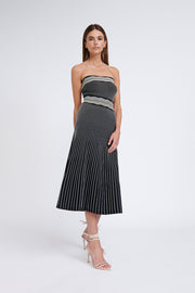Pipe Stripe Strapless Knit Dress | Final Sale - Black Multi