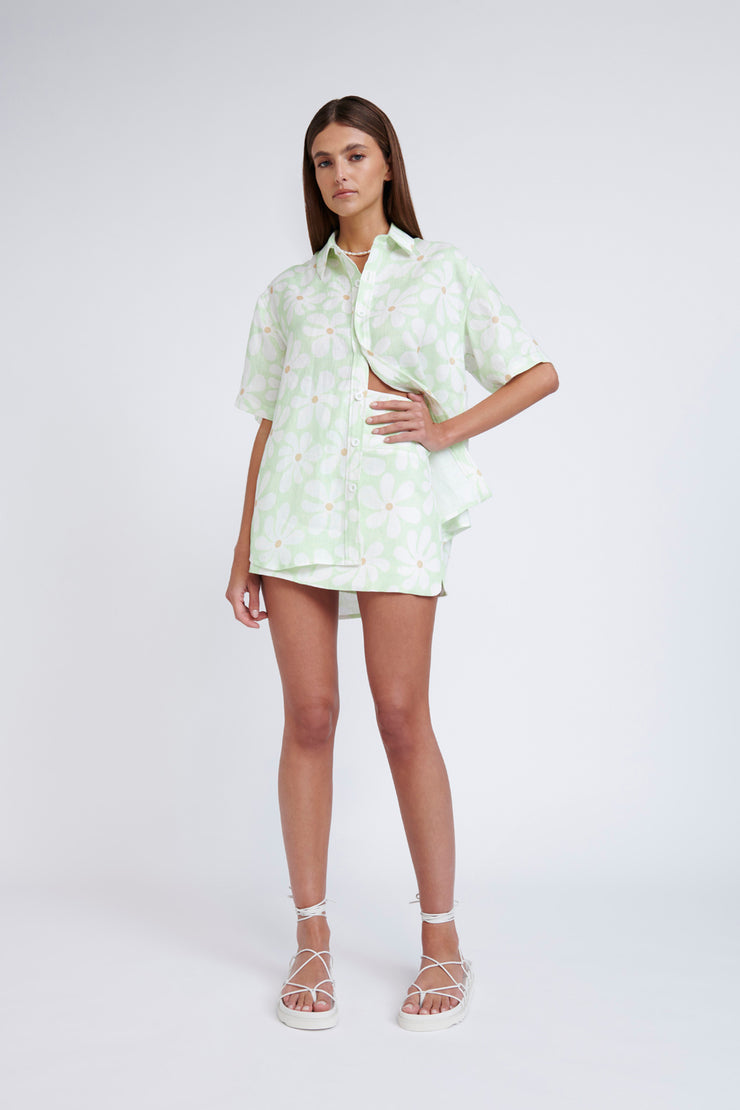 Poolside Sun Shirt | Final Sale  - Lime Floral