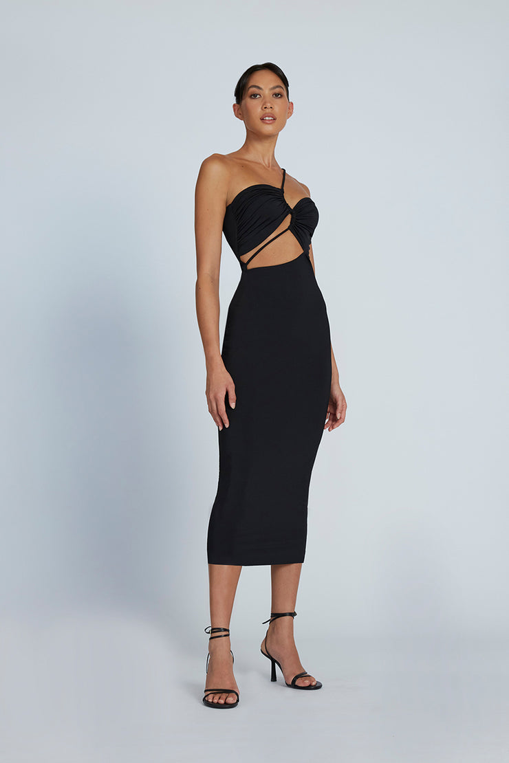 Siya Slice Gather Dress | Final Sale - Black
