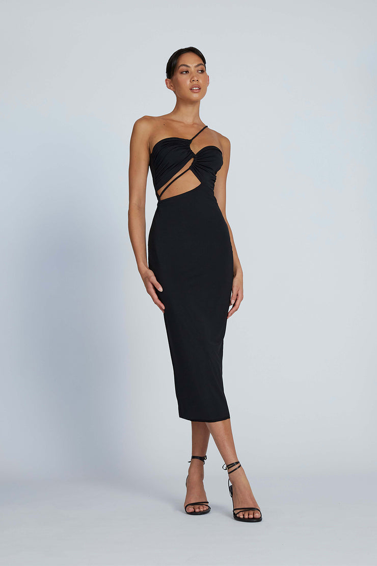 Siya Slice Gather Dress | Final Sale - Black