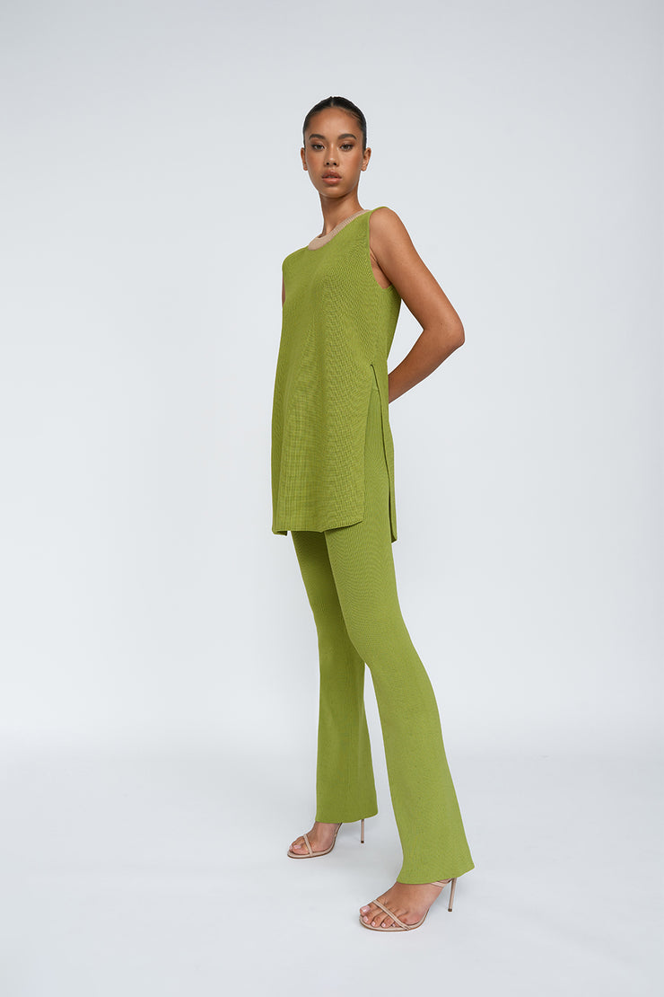 Sleeveless Split Knit Tank | Final Sale - Green