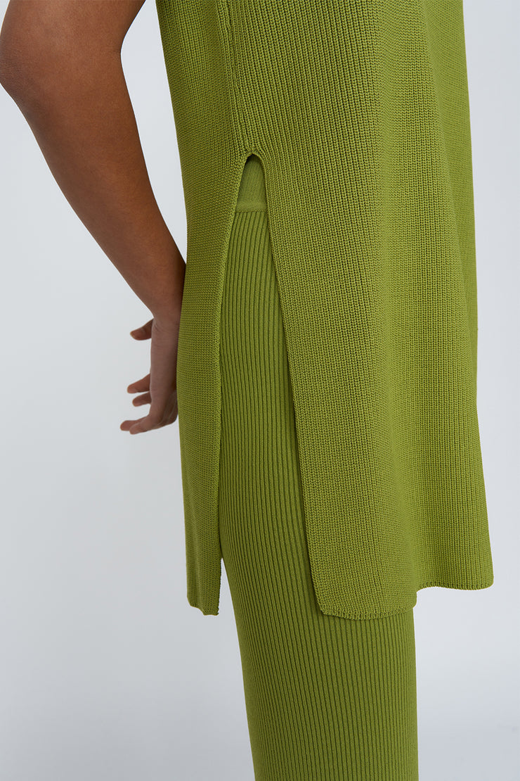 Sleeveless Split Knit Tank | Final Sale - Green