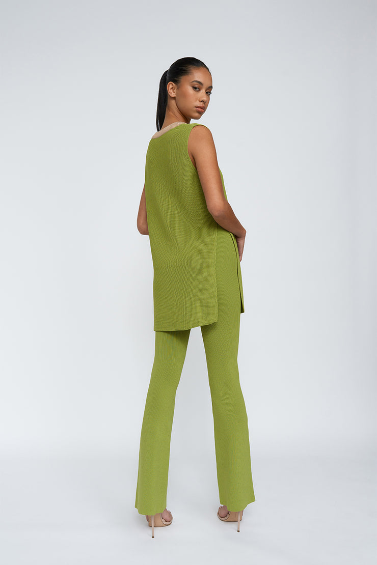 Sleeveless Split Knit Tank | Final Sale - Green