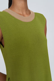 Sleeveless Split Knit Tank | Final Sale - Green