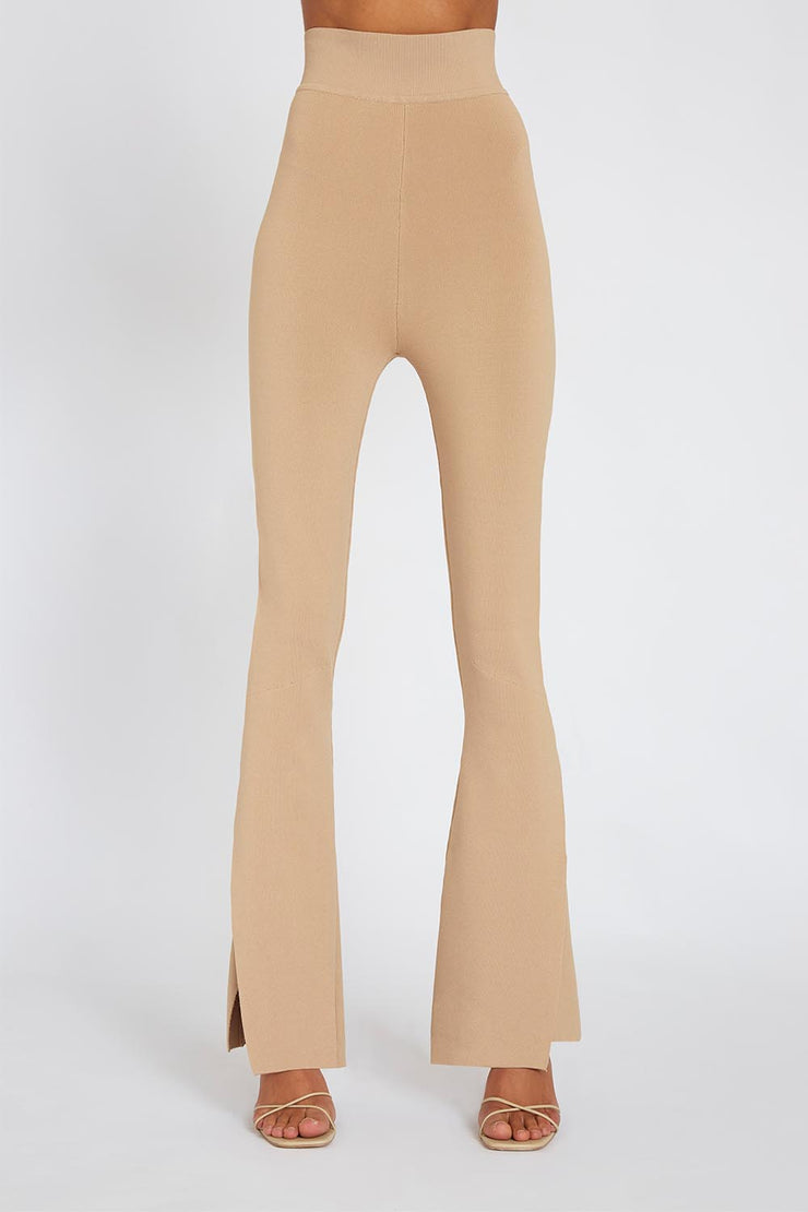 Sliced Flare Knit Pant Tall Leg | Final Sale - Camel