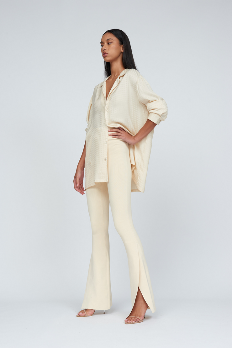 Sliced Flare Knit Pant Regular Leg | Final Sale - Creme