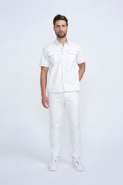 Stanly Short Sleeve Jean Shirt | Final Sale - White