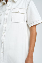 Stanly Short Sleeve Jean Shirt | Final Sale - White