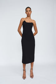Strapless Wave Midi Dress - Black