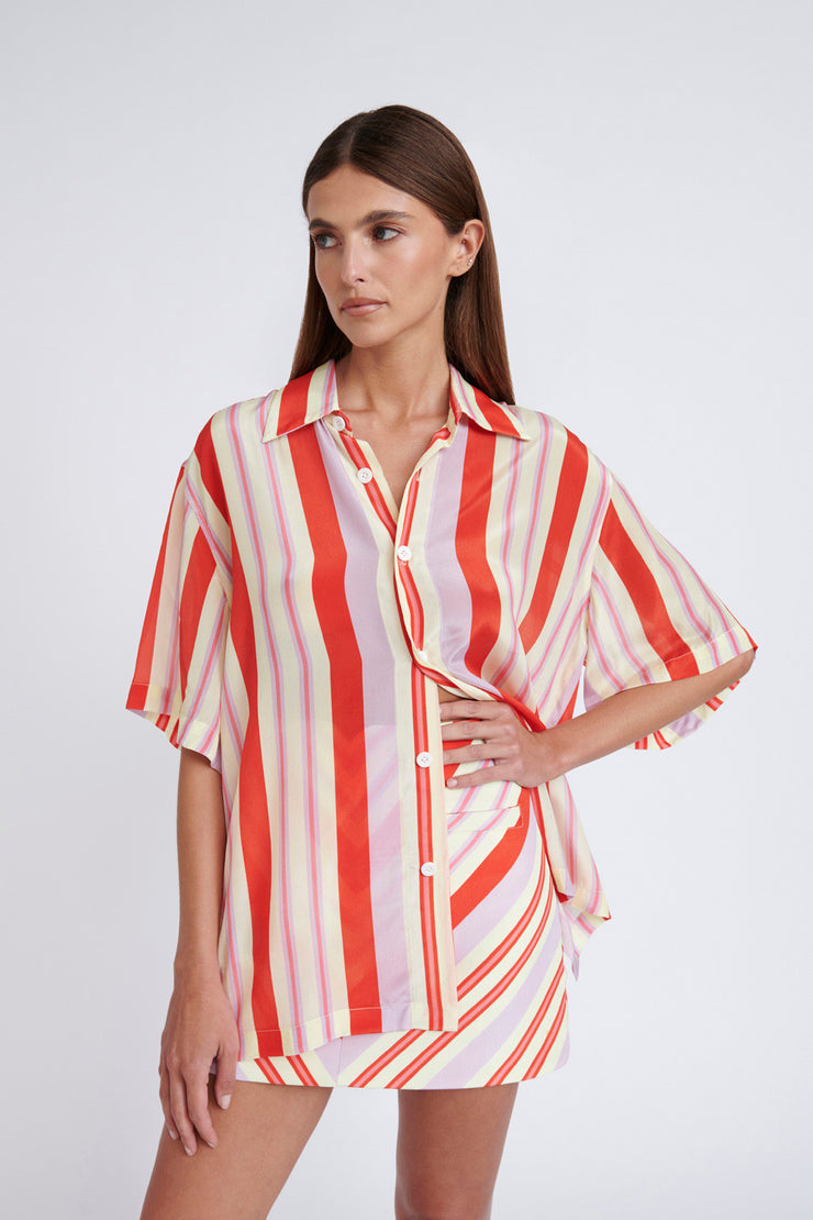 Sundial Stripe Shirt | Final Sale - Red Lilac White