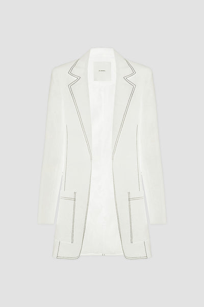 Contrast Linen Jacket | Final Sale - White
