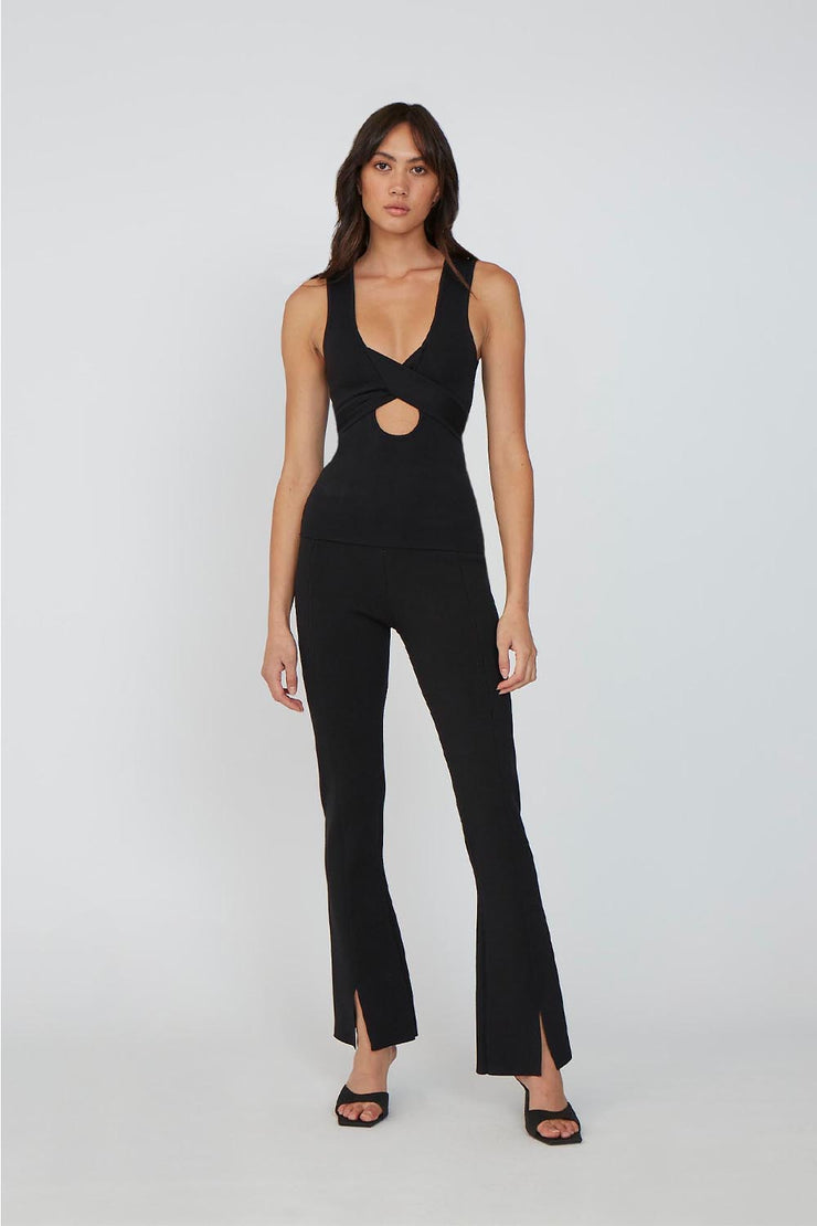 Knit Split Front Pant | Final Sale - Black