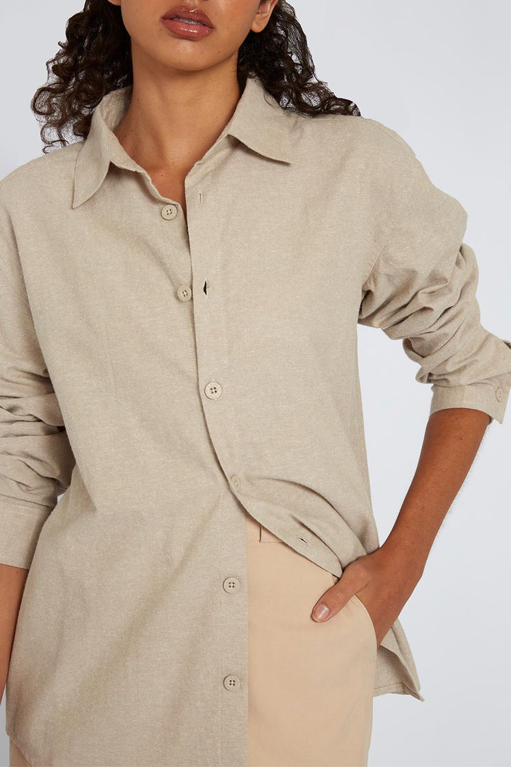 Tonal Flannel Shirt | Final Sale - Bone