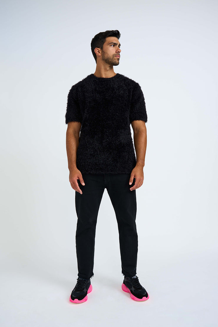 Unisex Fluff Knit Tee - Black