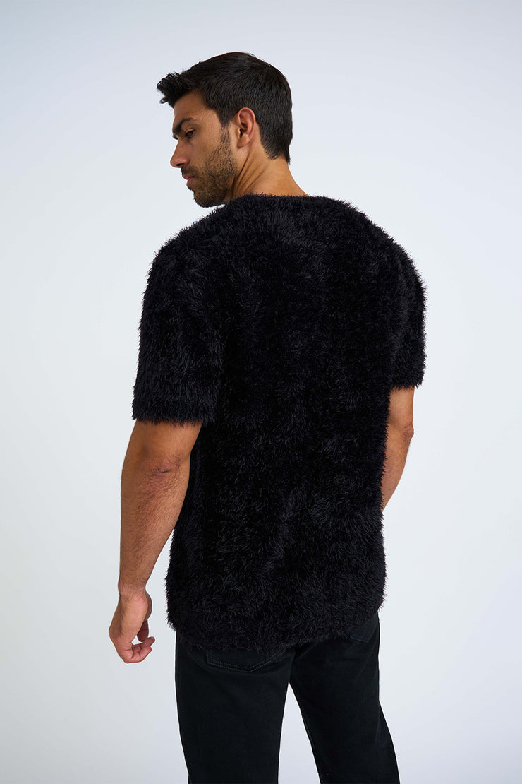 Unisex Fluff Knit Tee - Black