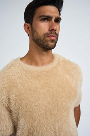 Unisex Fluff Knit Tee - Bone