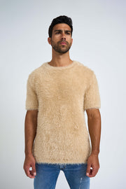 Unisex Fluff Knit Tee - Bone