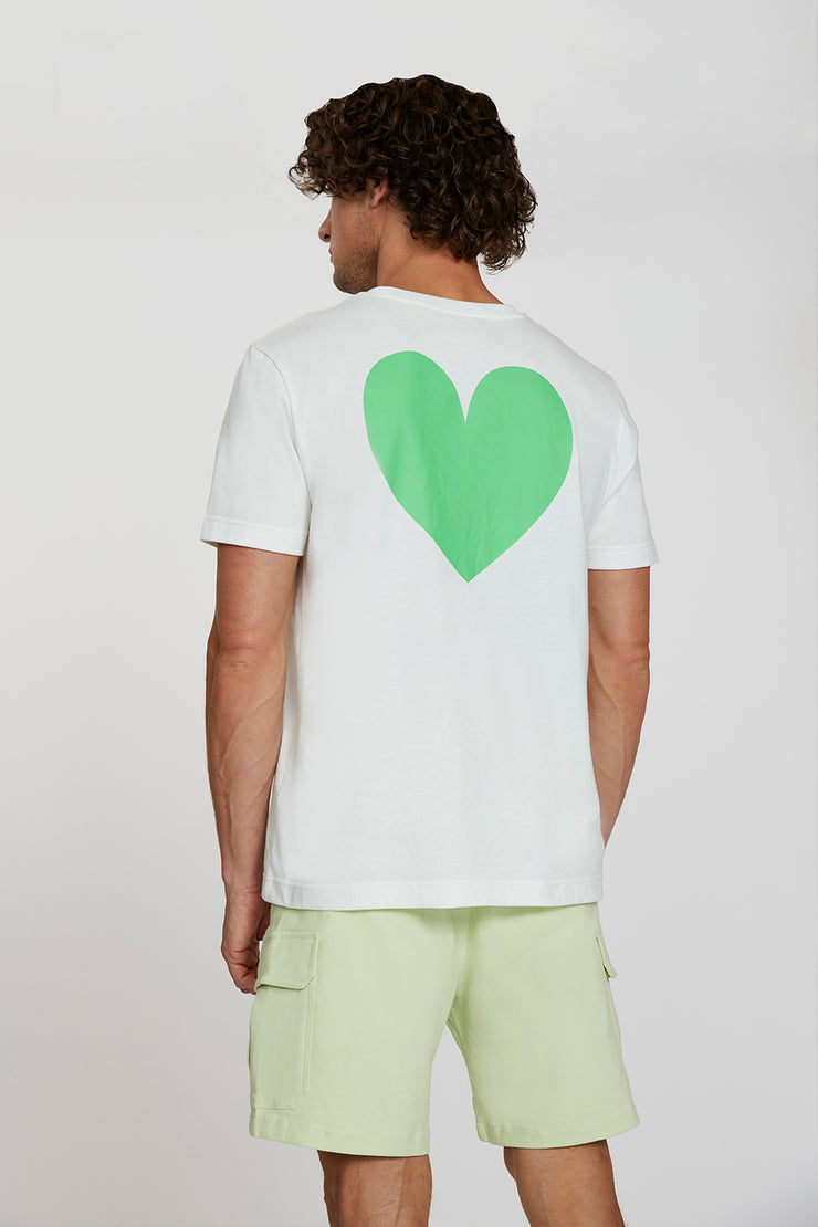 Heart Back Tee - White Green