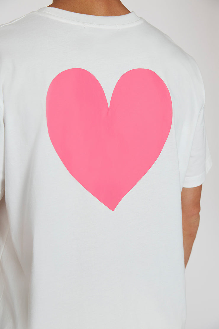 Heart Back Tee - White Pink