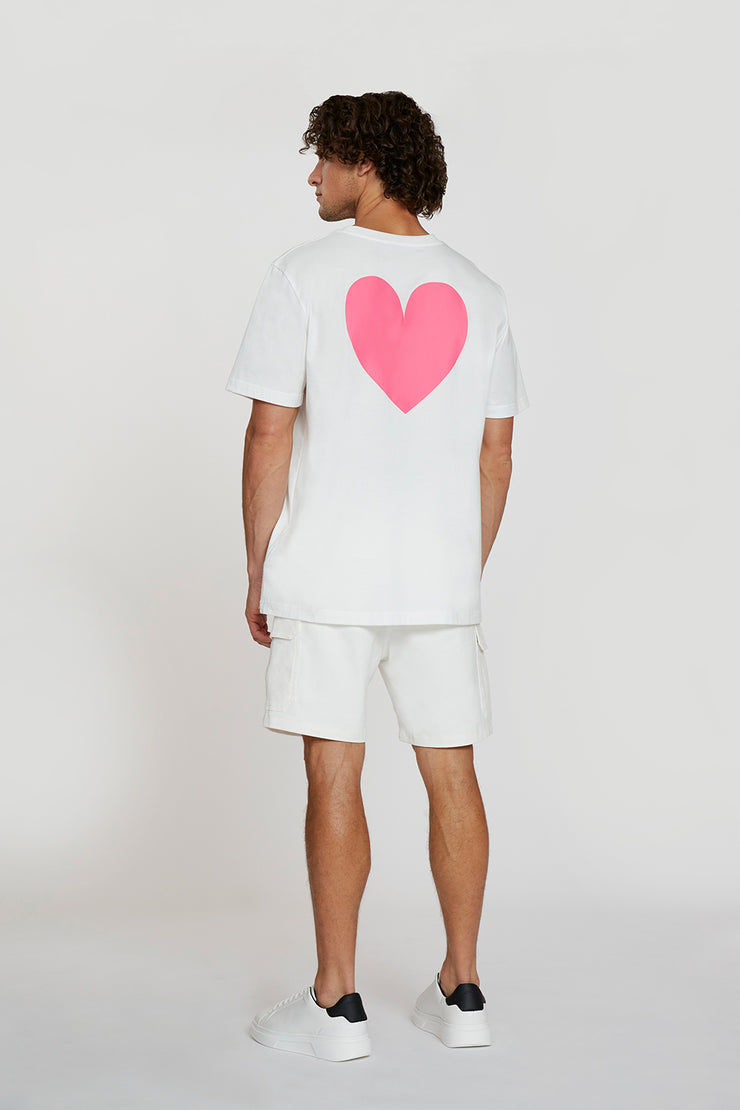 Heart Back Tee - White Pink