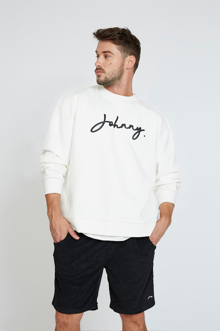 Signature Crew Sweat - White/Black | Final Sale