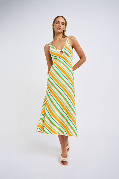Verona Stripe Knit Dress| Final Sale  - Orange Green Multi